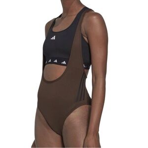 NWT Adidas Women's Black and Brown BOTTOM Swimsuit S